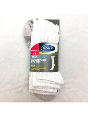 Dr. Scholl's Advanced Relief Crew Socks Women's Sz. 4-10 White 2 Pack